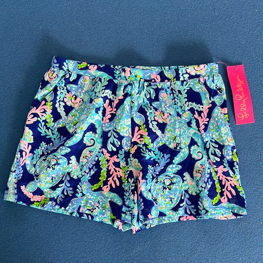 Lilly Pulitzer YGRITTE Shorts Corsica Blue Turtle Villa